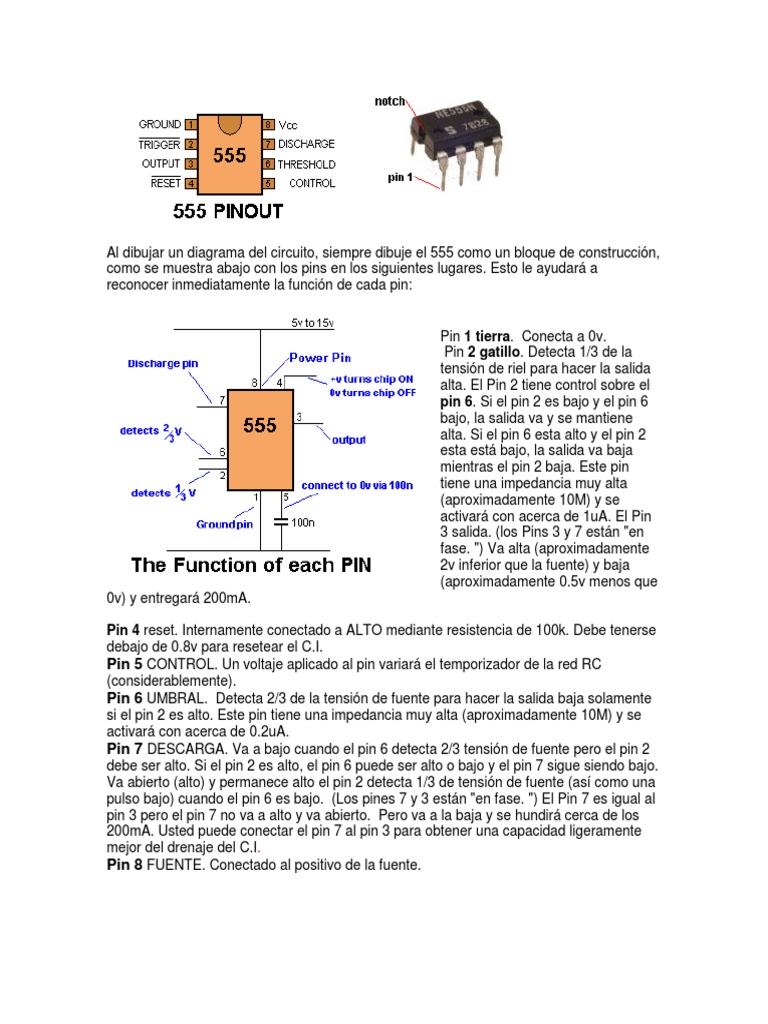 Diagrama y Funcionamiento del 555 | PDF | Condensador | Circuito integrado
