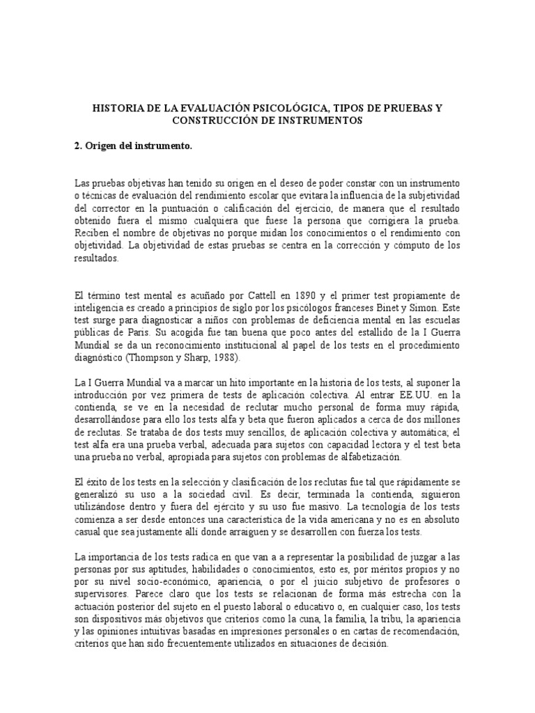 Historia de La Evaluación Psicológica Validity