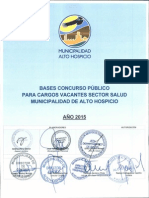 Bases Concurso Publico, Sector Salud 2015