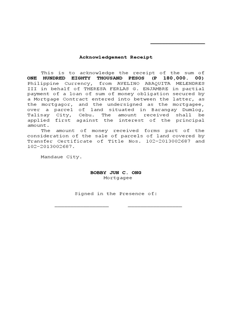 Acknowledgement Receipt PDF