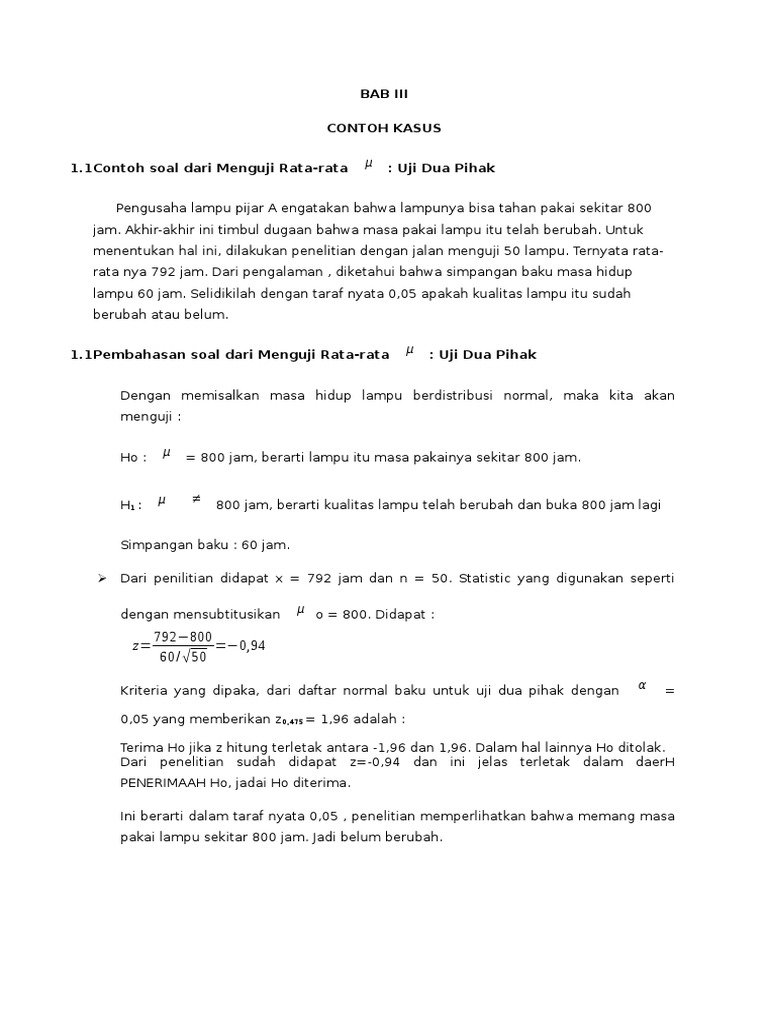 Soal Uji Hipotesis