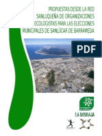 Propuestas Desde La Red Sanluqueña de Organizaciones Ecologistas Para Las Elecciones Municipales de Sanlúcar de Barrameda 2015