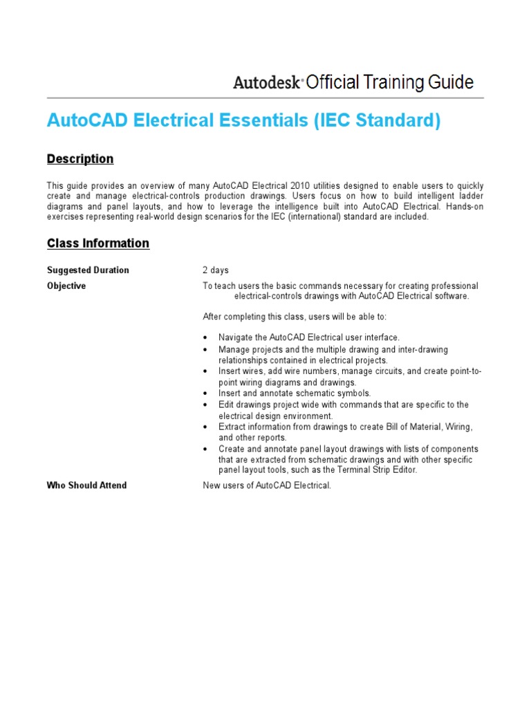 AutoCAD Electrical Essentials Guide | PDF | Auto Cad | Databases