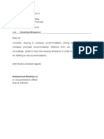 Date: 01 December 2014 To: Mr. Amjad Ganma Sr. Quality Unit Manager Thru: The Proper Channel Sub: Housing Allowance