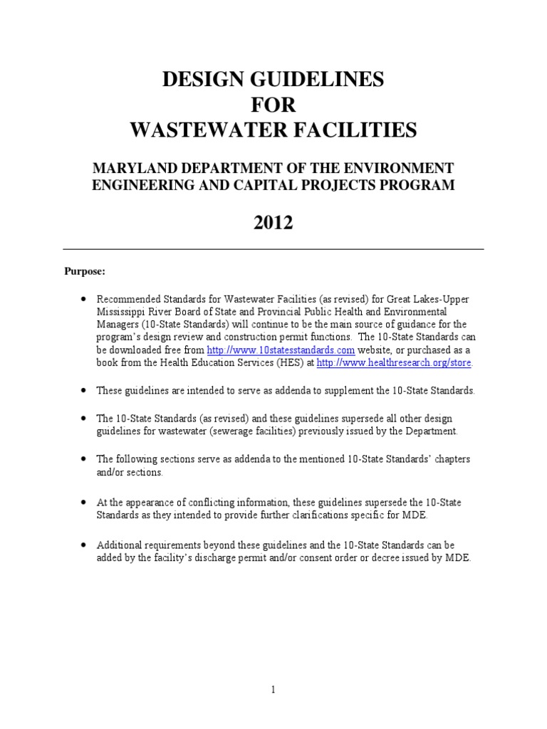 Wastewater Design Guidelines 2012 | PDF | Sewage Treatment | Hydraulic ...