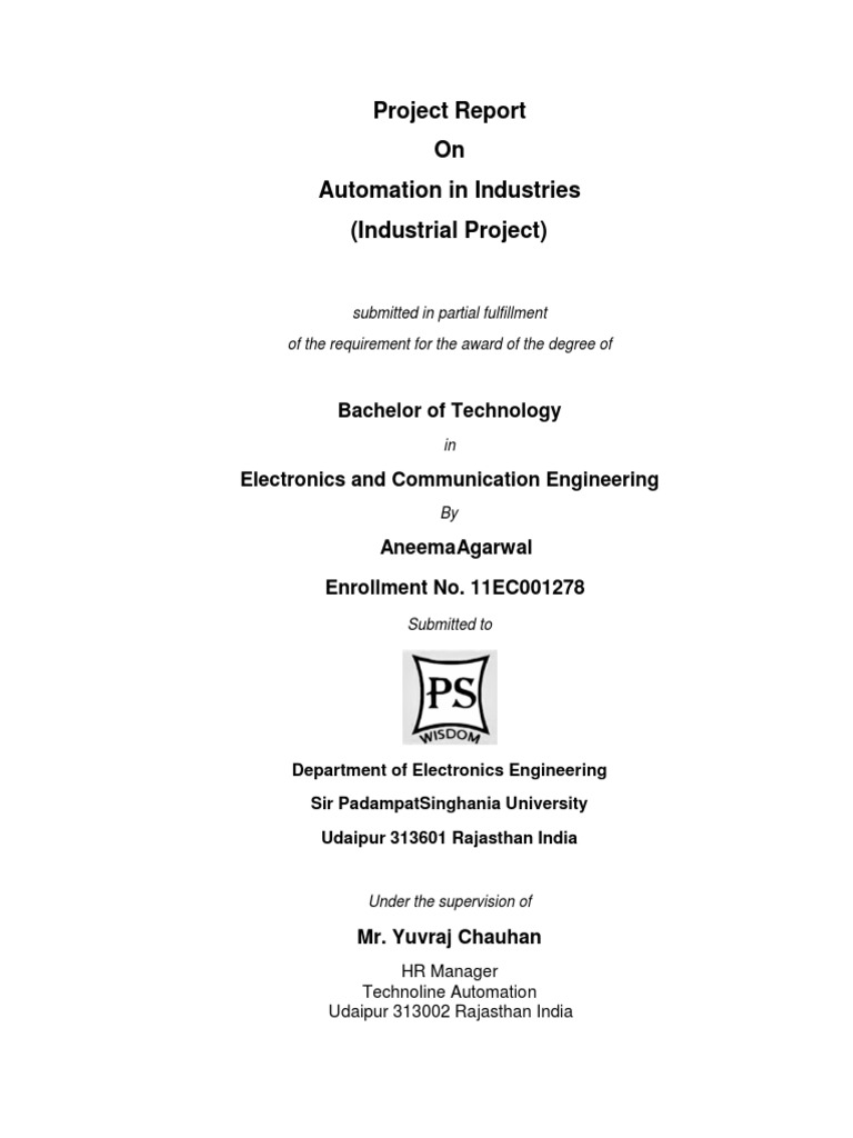 Project Report On Automation in Industries (Industrial Project) | PDF