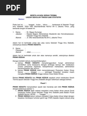 Berita Acara Serah Terima Ijazah