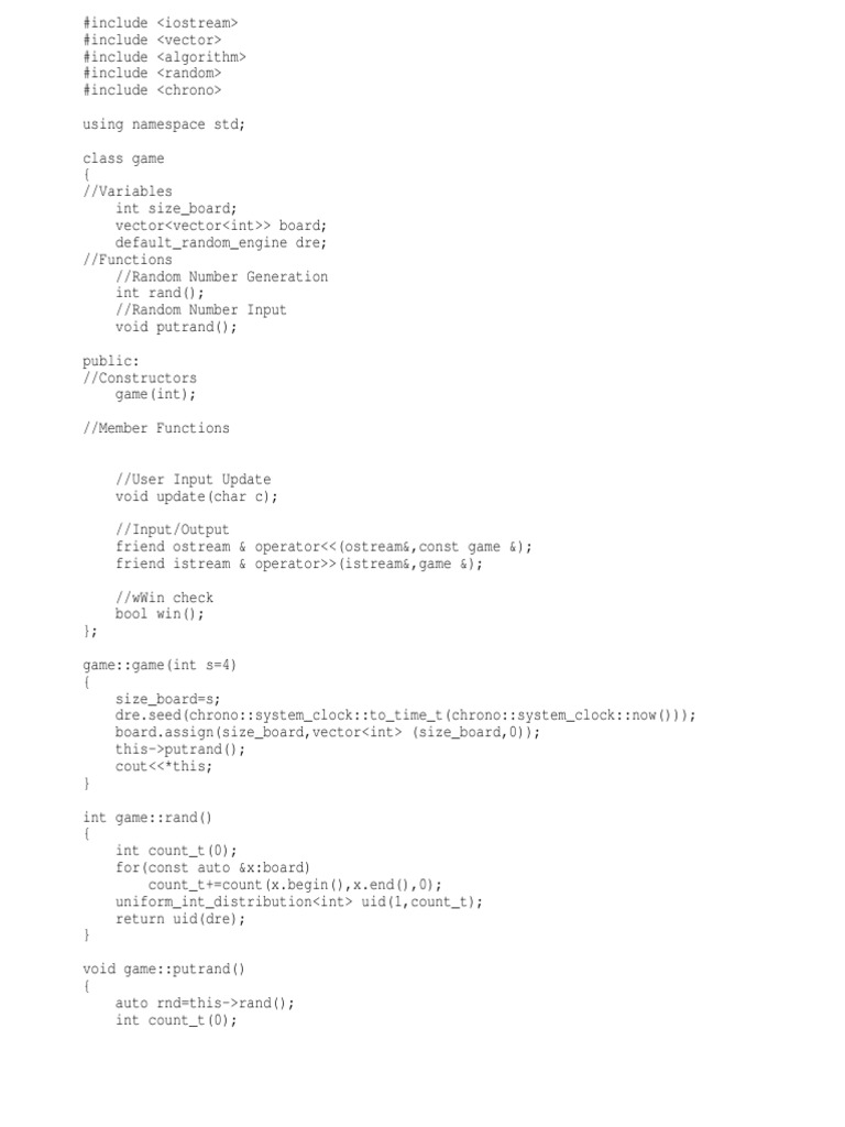2048 Game C++ Code PDF Computer Programming Areas Of Computer Science