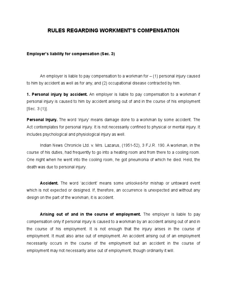 Workmen's Compensation rules Workers' Compensation Civil Law (Legal