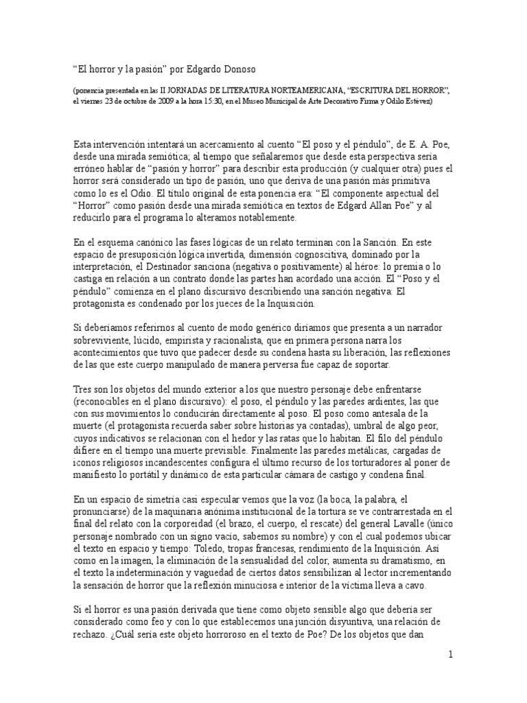 Horror y Pasión en Edgar Allan Poe | PDF | Edgar Allan Poe | Cuentos