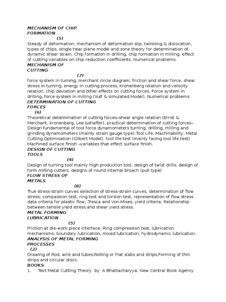 Mechanisms of Chip Formation in Metal Cutting | PDF | Yield ...