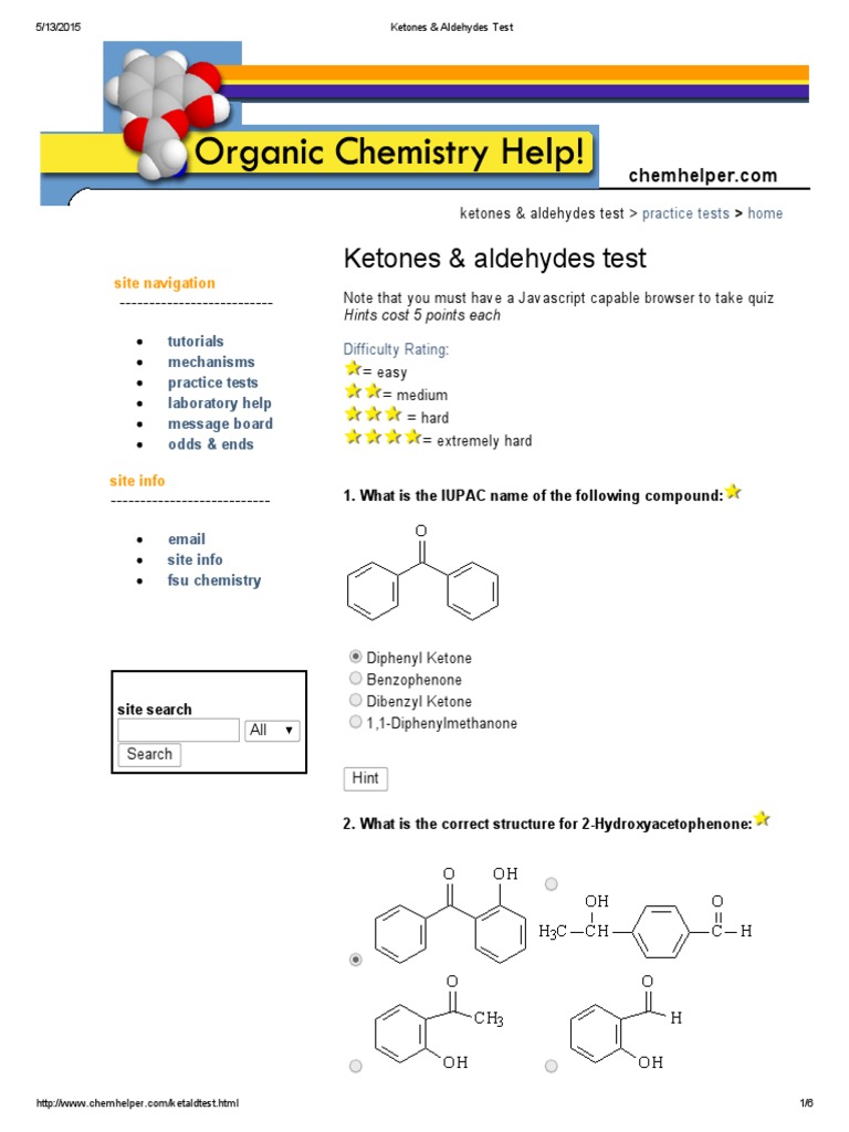 Ketones & Aldehydes Test