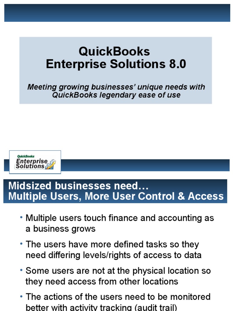 Quickbooks Enterprise Edition V8 Acct2enduser Pdf Quick Books