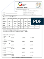 Kuala Lumpur, Malaysia Formative Assessment: Iv REF: 2014-15/MAT/FA4/ STD 5/ PS-08