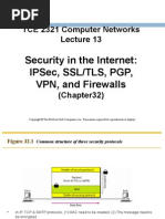 Computer Networks 13 Security in the Internet IPSec SSLTLS PGP VPN and Firewalls