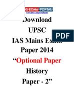 UPSC IAS Mains E.m,.xam Paper 2014 Optional History Paper 2