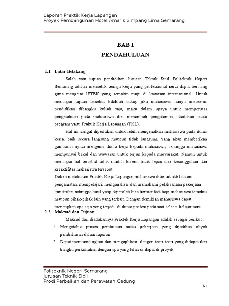 Laporan Pkl Hotel Amaris Bab 1