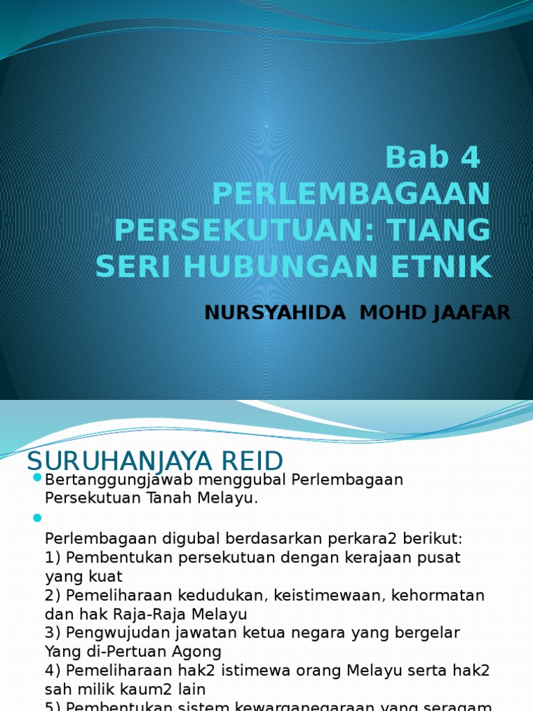 Bab 4 Perlembagaan Persekutuan Tiang Seri Hubungan Etnik