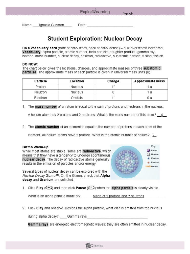 Student Exploration Nuclear Reactions Gizmo Answer Key