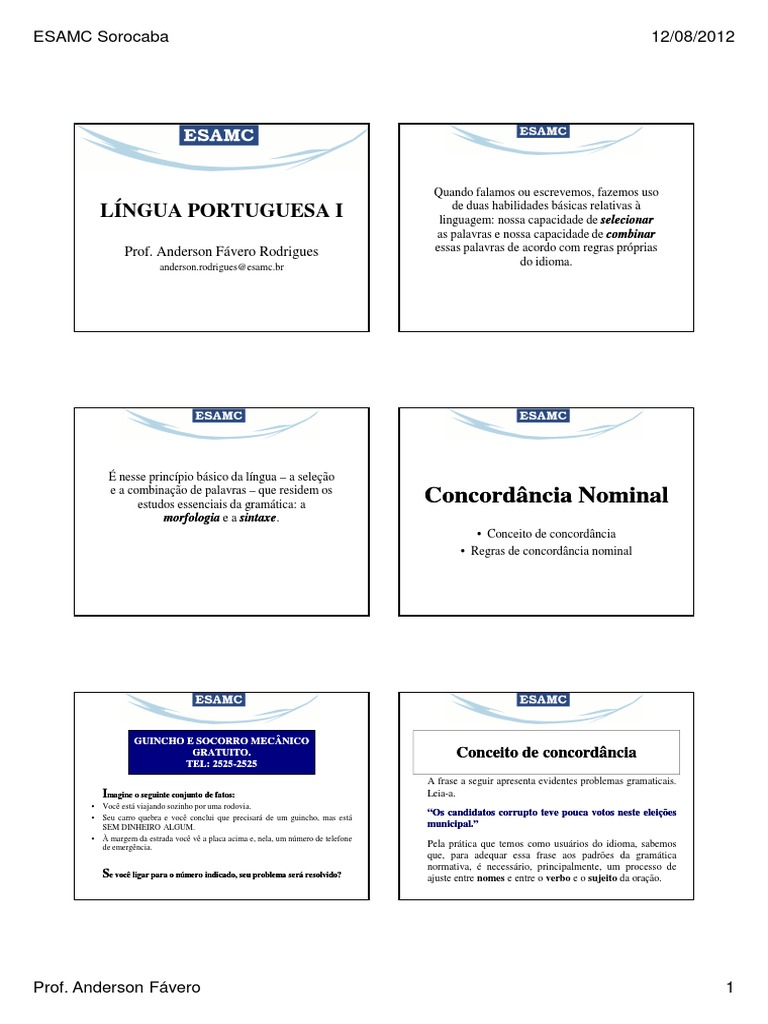 Lingua Portuguesa 1 PDF | PDF | Assunto (gramática) | Pronome