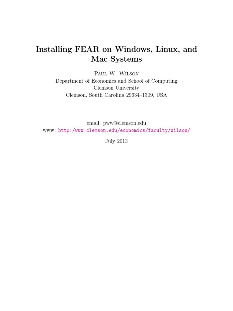 FEAR Install | PDF | Graphical User Interfaces | Installation (Computer ...