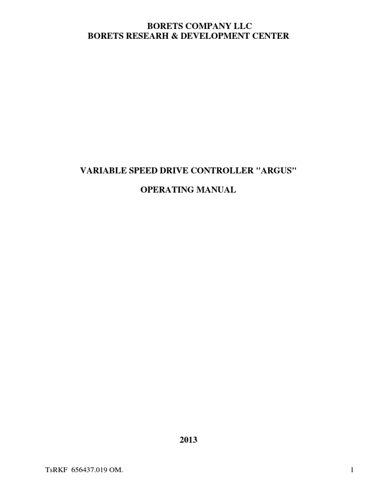 ARGUS Variable Speed Drive Manual | PDF | Transformer | Scada