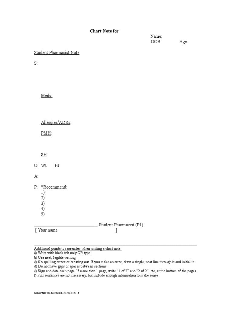 Chart Note-Template2014 | PDF