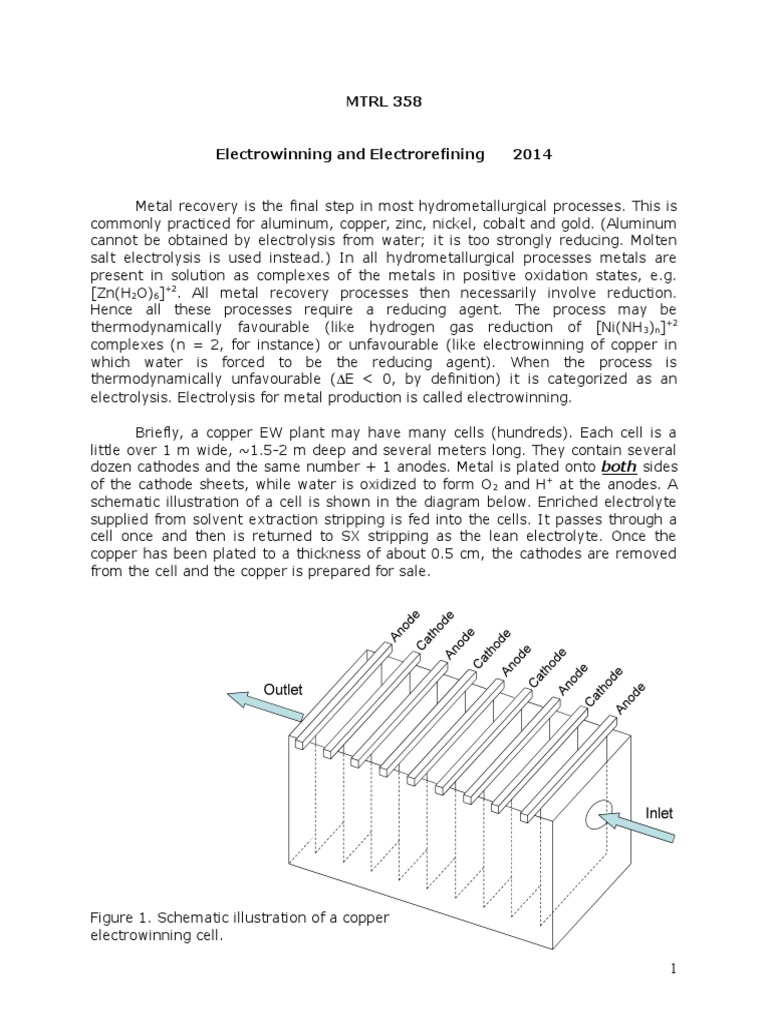 Electrowinning and Electrorefining Overview | PDF | Electrochemistry | Heat