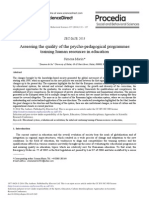 Assessing The Quality of The Psycho-Pedagogical Programmes Training Human Resources in Education