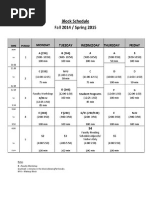 Timetabling Block Schedule