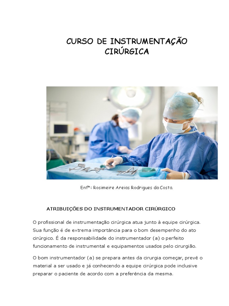 Apostila de Instrumentação Cirúrgica | PDF | Enfermagem | Bem-estar