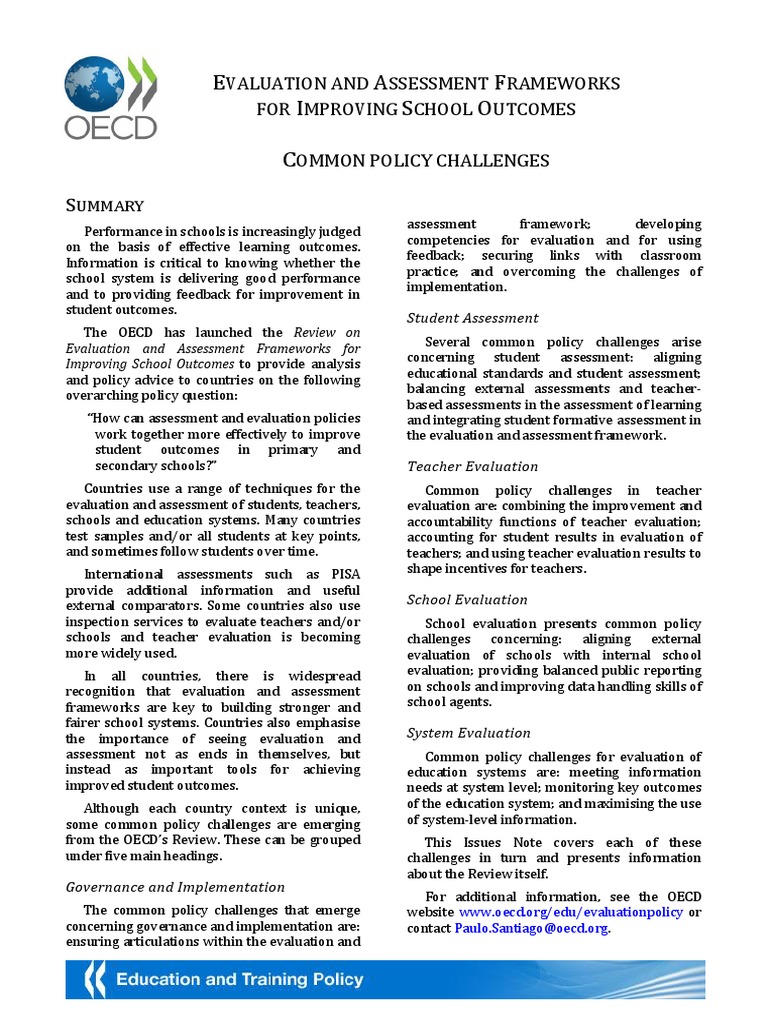 School Outcomes Evaluation Frameworks | PDF | Educational Assessment ...