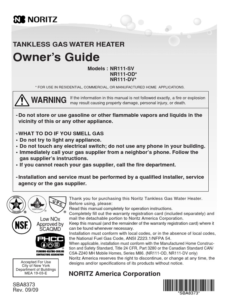 Noritz NR111 Series 2 water heater | Water Heating | Hvac