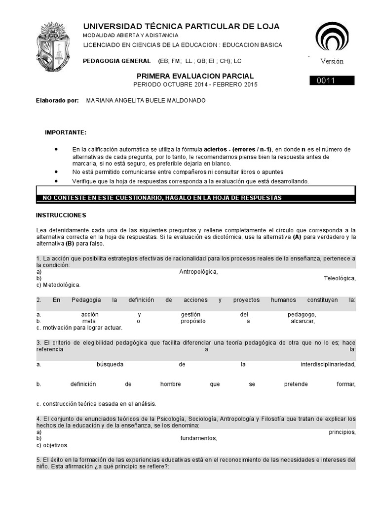 Pedagogia General I Bimestre | PDF | Plan de estudios | Constructivismo ...