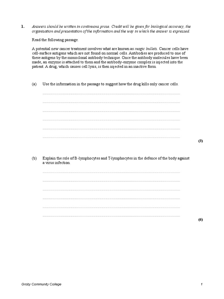 Immunity Unit 4 Topic 6 Worksheet | Antibody | Antigen