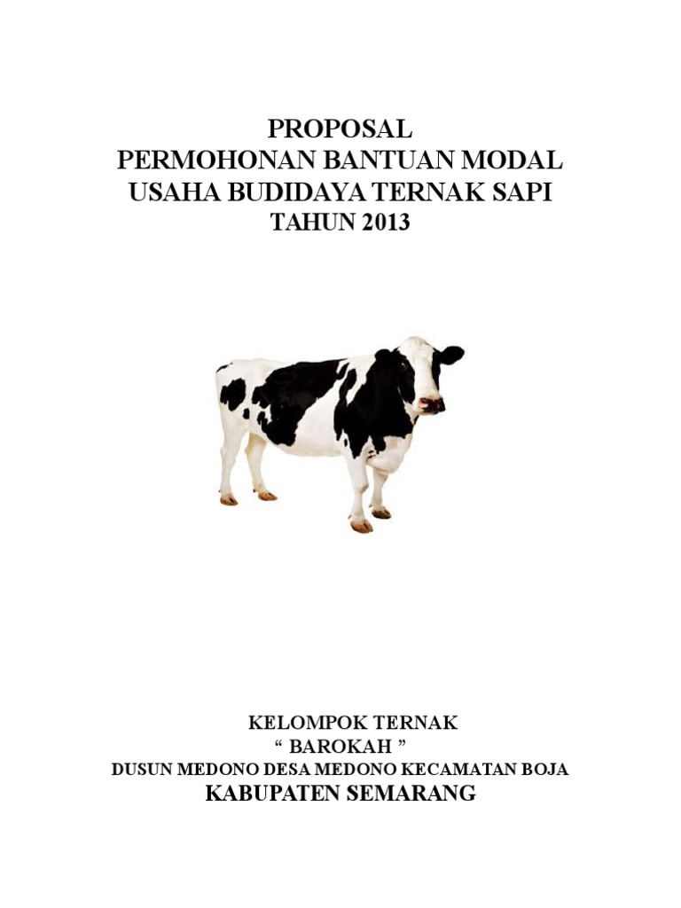 Proposal Permohonan Bantuan Modal Usaha Budidaya Ternak Sapi | PDF