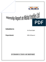 Internship Report On Nishat Textile LTD