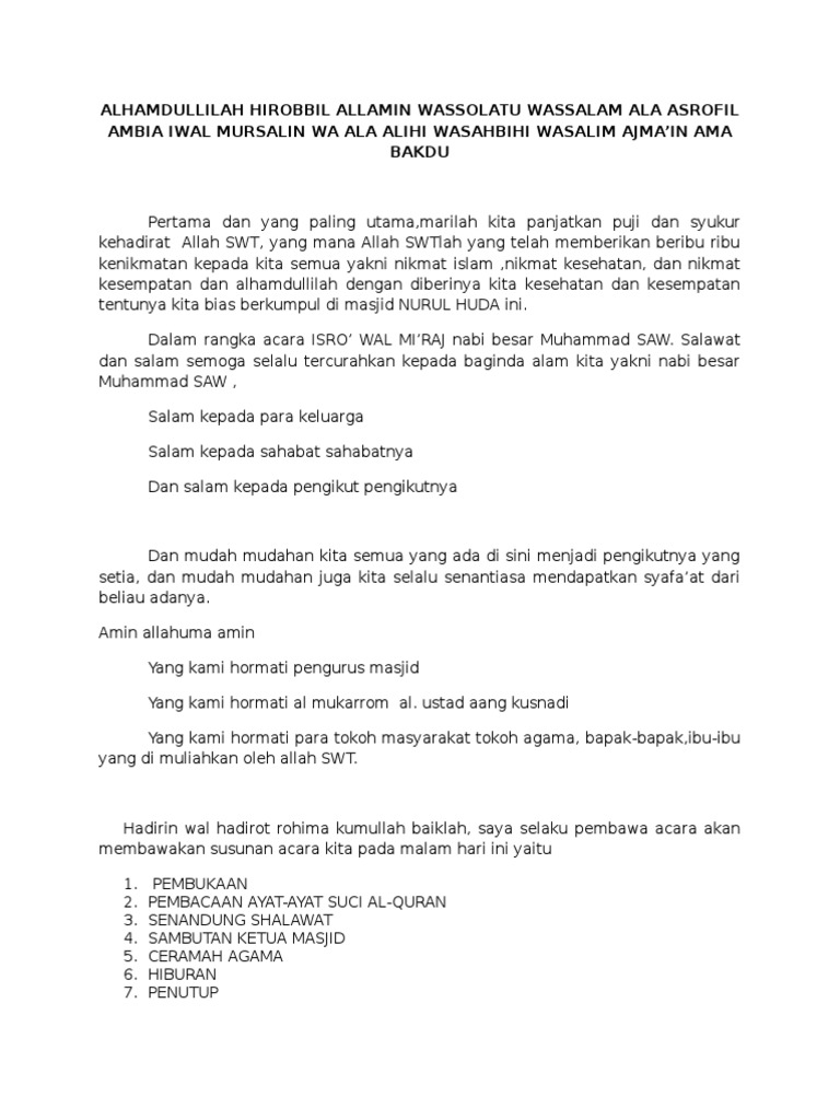 Teks Mc Ceramah Agama