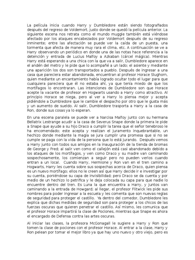 Descripción Harry Potter 6 PDF Universo Harry Potter Universos