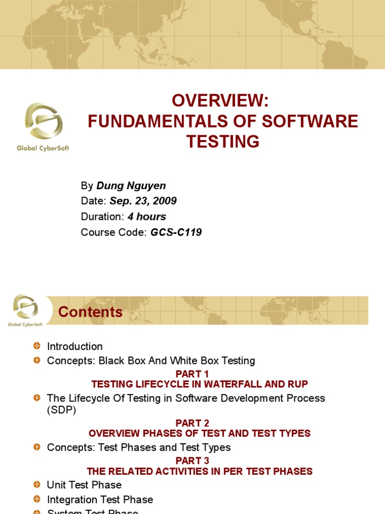 Fundamentals of Software Testing.ppt | Unit Testing | Software Testing