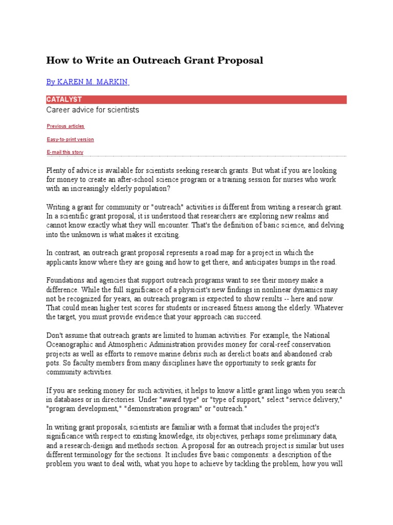 How To Write An Outreach Grant Proposal | PDF | Goal | Evaluation