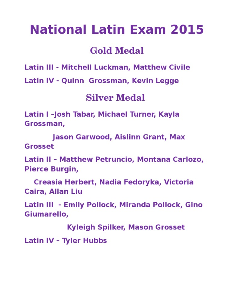 National Latin Exam 2015 PDF