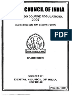 Amendments to Dental Council of India Regulations for BDS Admissions