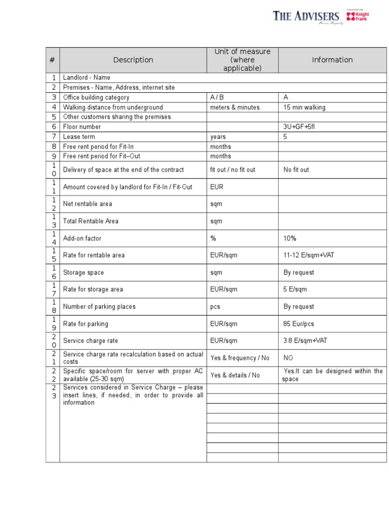 Office Lease Details and Specifications | PDF
