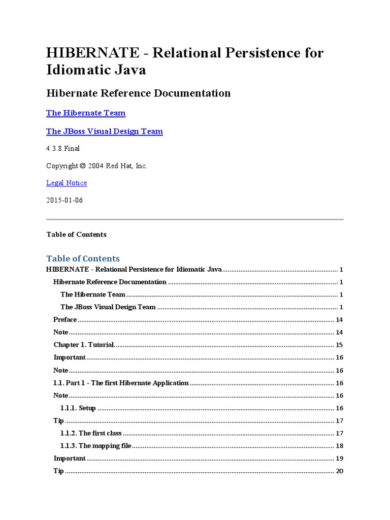 Hibernate Reference Documentation v4.3.8 PDF Software Development