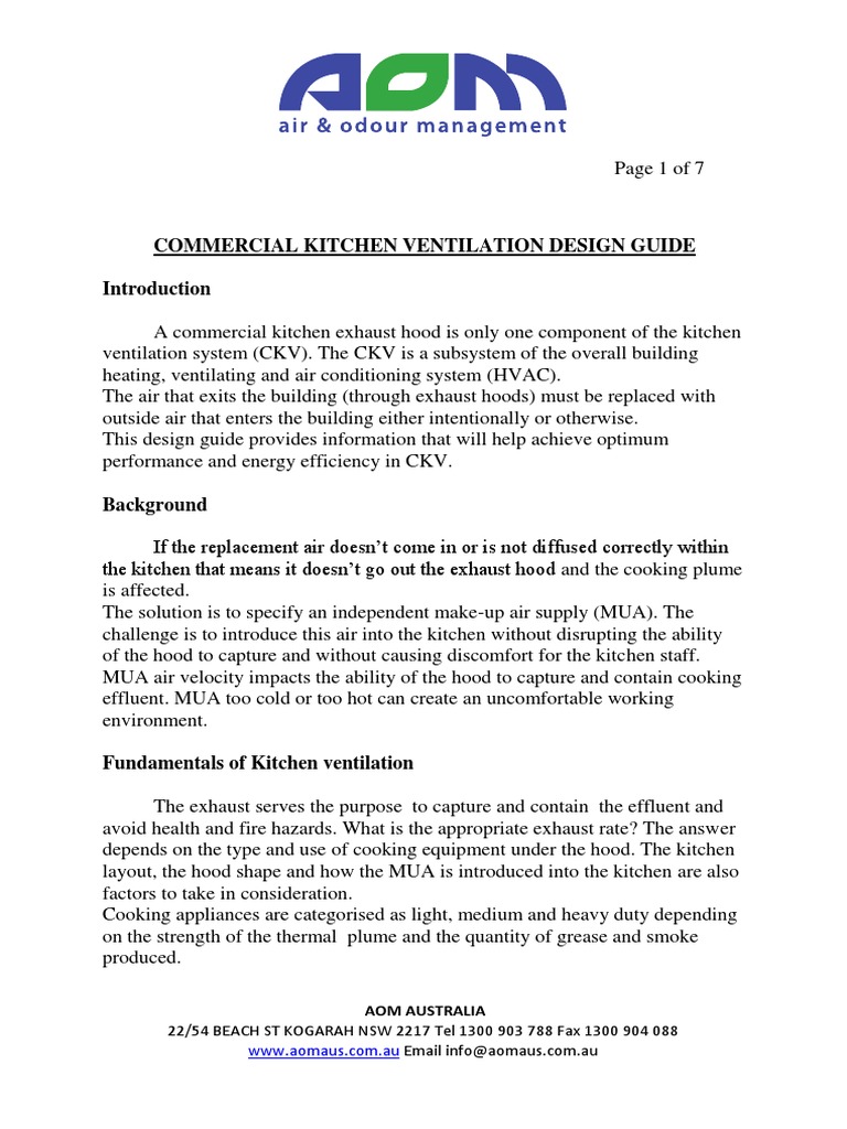 Commercial Kitchen Ventilation Design Guide PDF Ventilation