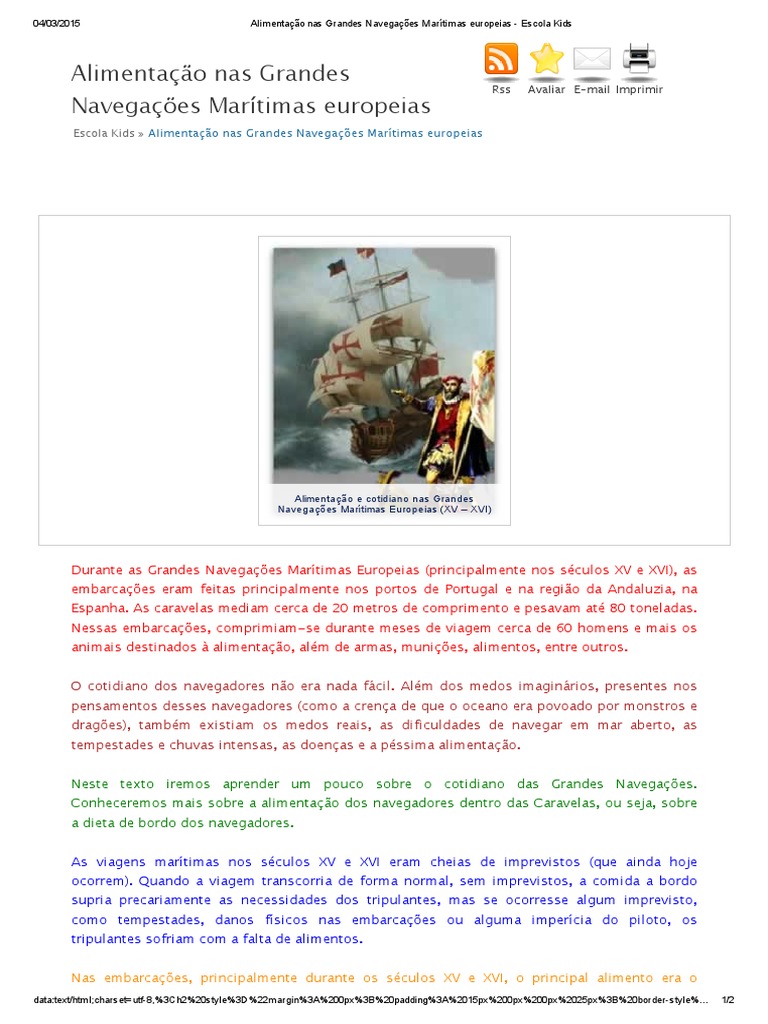 Alimentação nas Grandes Navegações | PDF | Era dos Descobrimentos | Mar