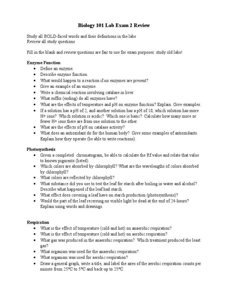 Biology 101 Lab Exam 2 Review Guide | PDF | Translation (Biology) | Mitosis