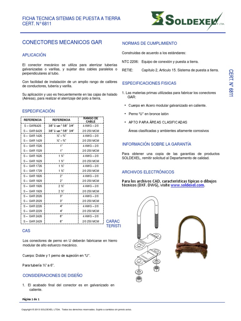 Ficha Tecnica Conector GAR | PDF