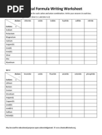 Chemical Formula Writing Worksheet